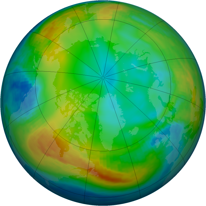 Arctic ozone map for 13 December 1989